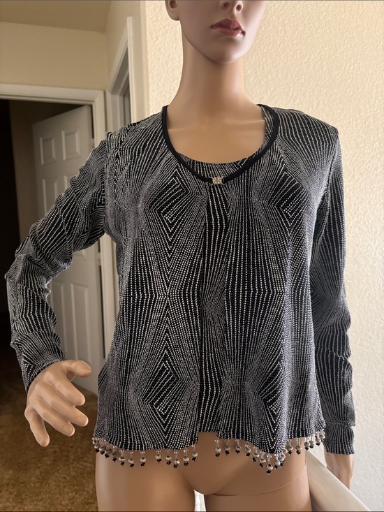 Tops - Black & Silver Beaded Two-Piece Top Set